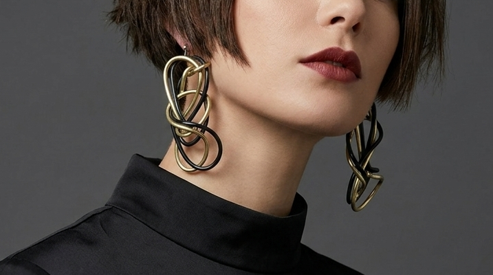 Black & Yellow-Lime Abstract Drop Earrings