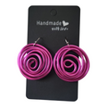 Pink Stylized Rose Aluminum Wire Earrings