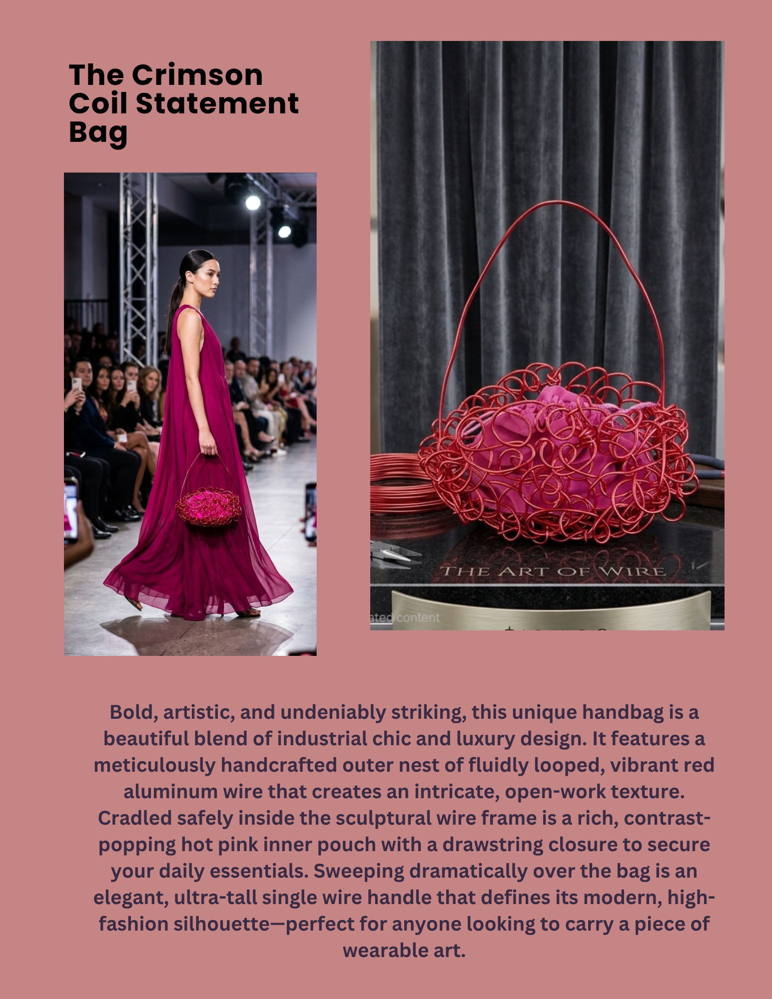 The Crimson Coil Statement Bag