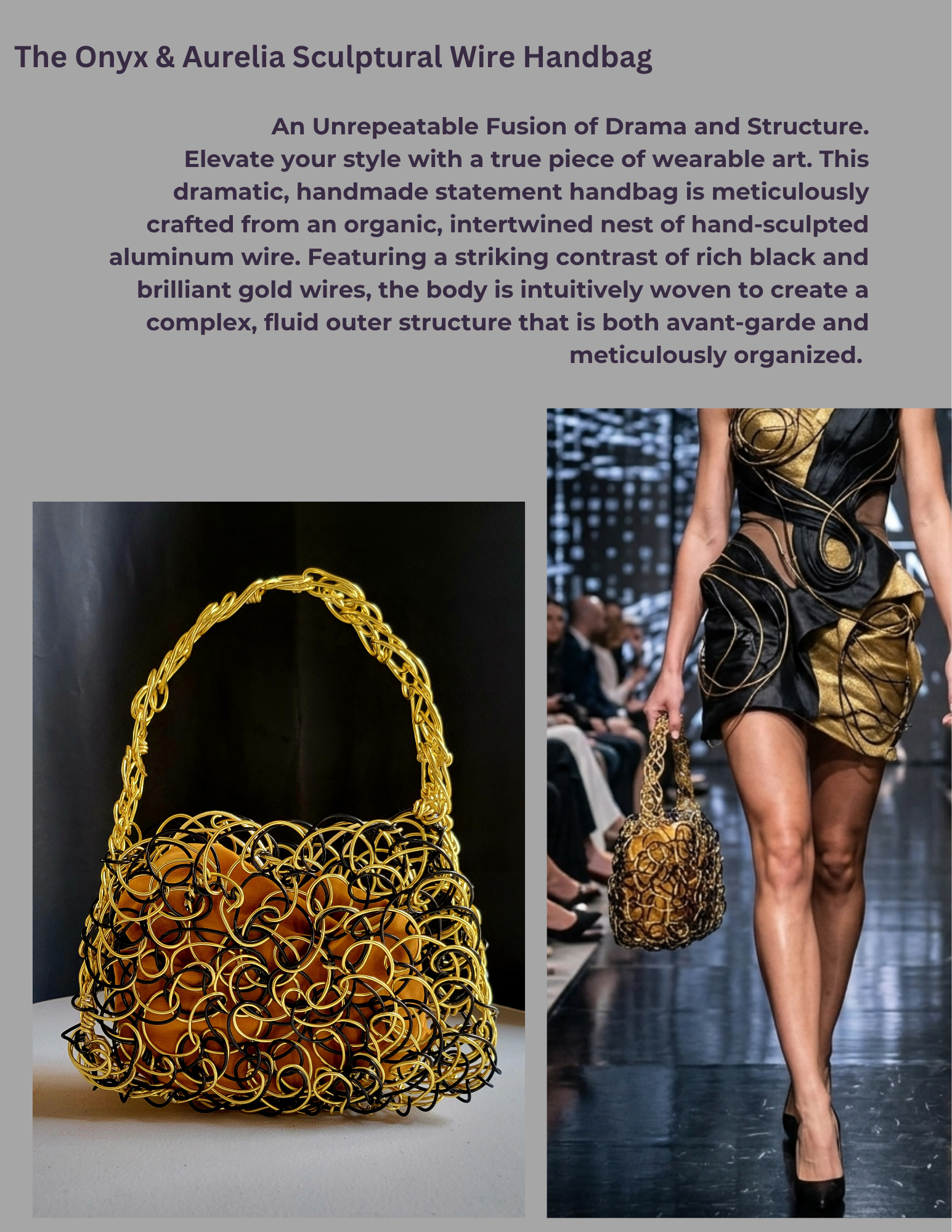 The Onyx & Aurelia Sculptural Wire Hand Bag
