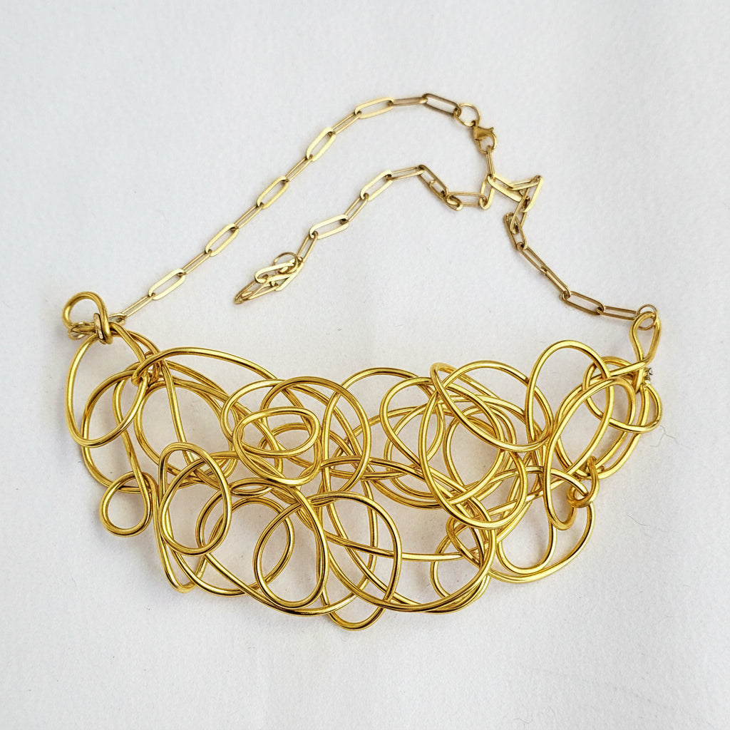 Gold Handmade Abstract Twisted Wire Choker/Necklace